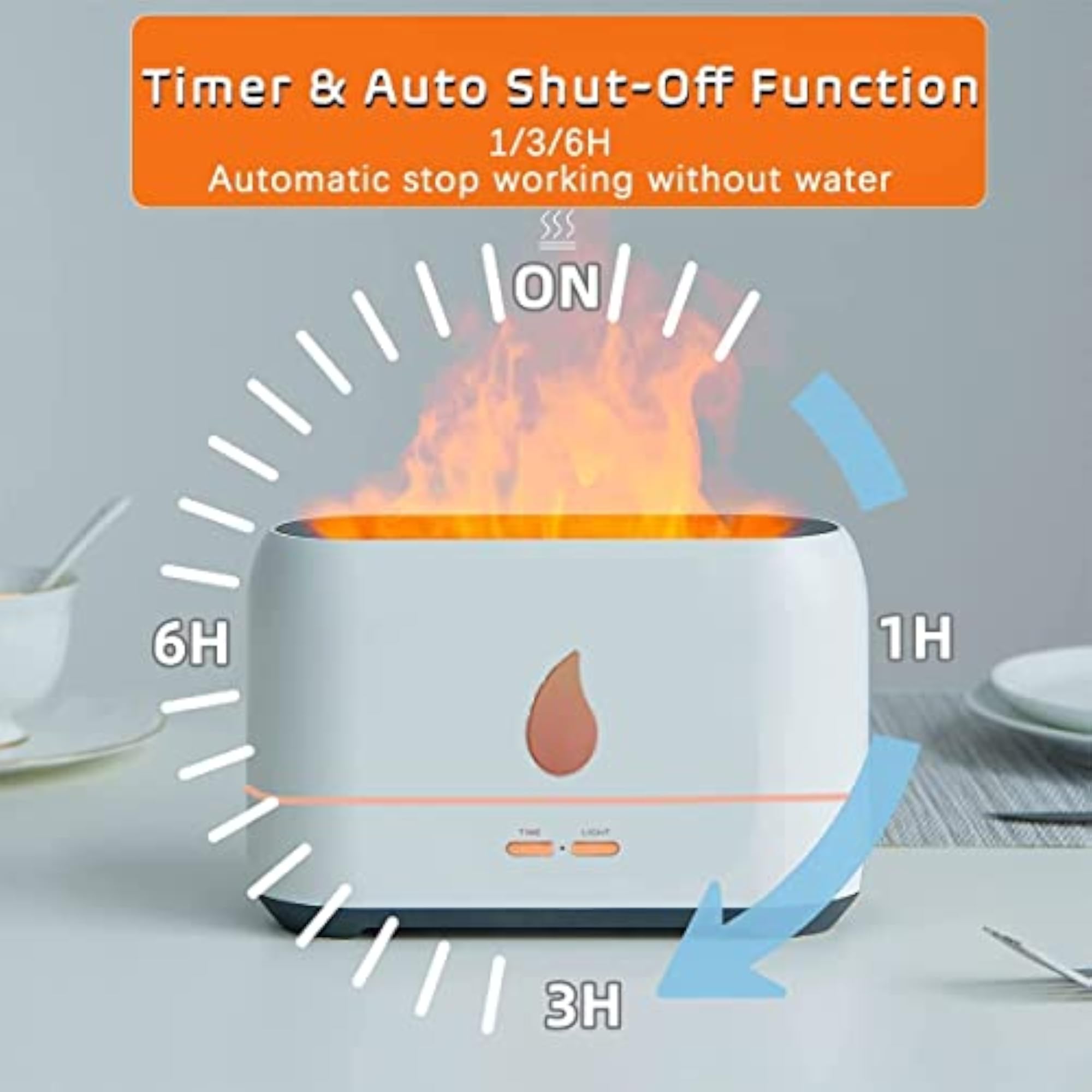 Flame Diffuser Humidifier, Aromatherapy Night Light, Portable